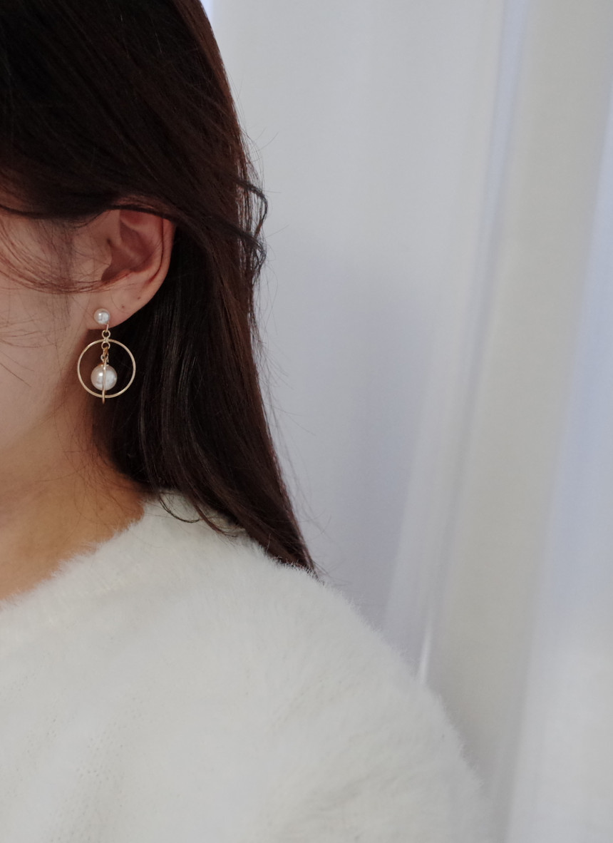 NO.45 Swarovski Round Round Pearl Drop Earrings Ha