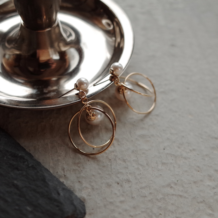 NO.45 Swarovski Round Round Pearl Drop Earrings Ha