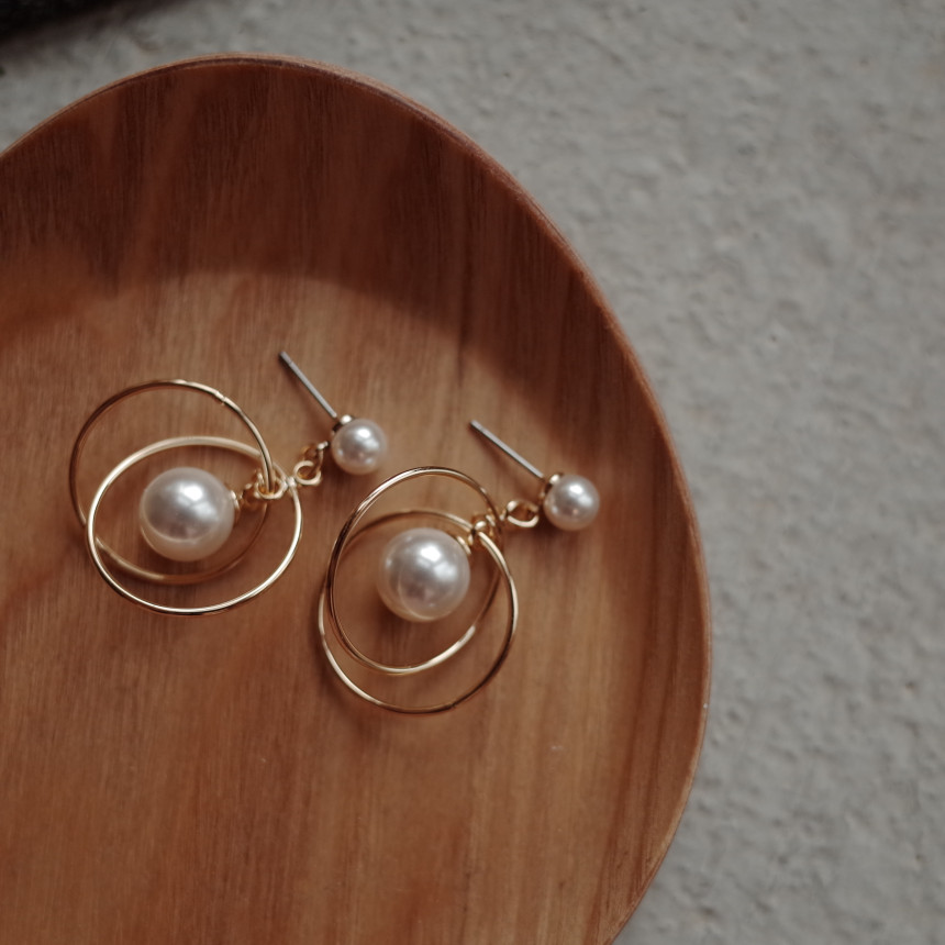 NO.45 Swarovski Round Round Pearl Drop Earrings Ha