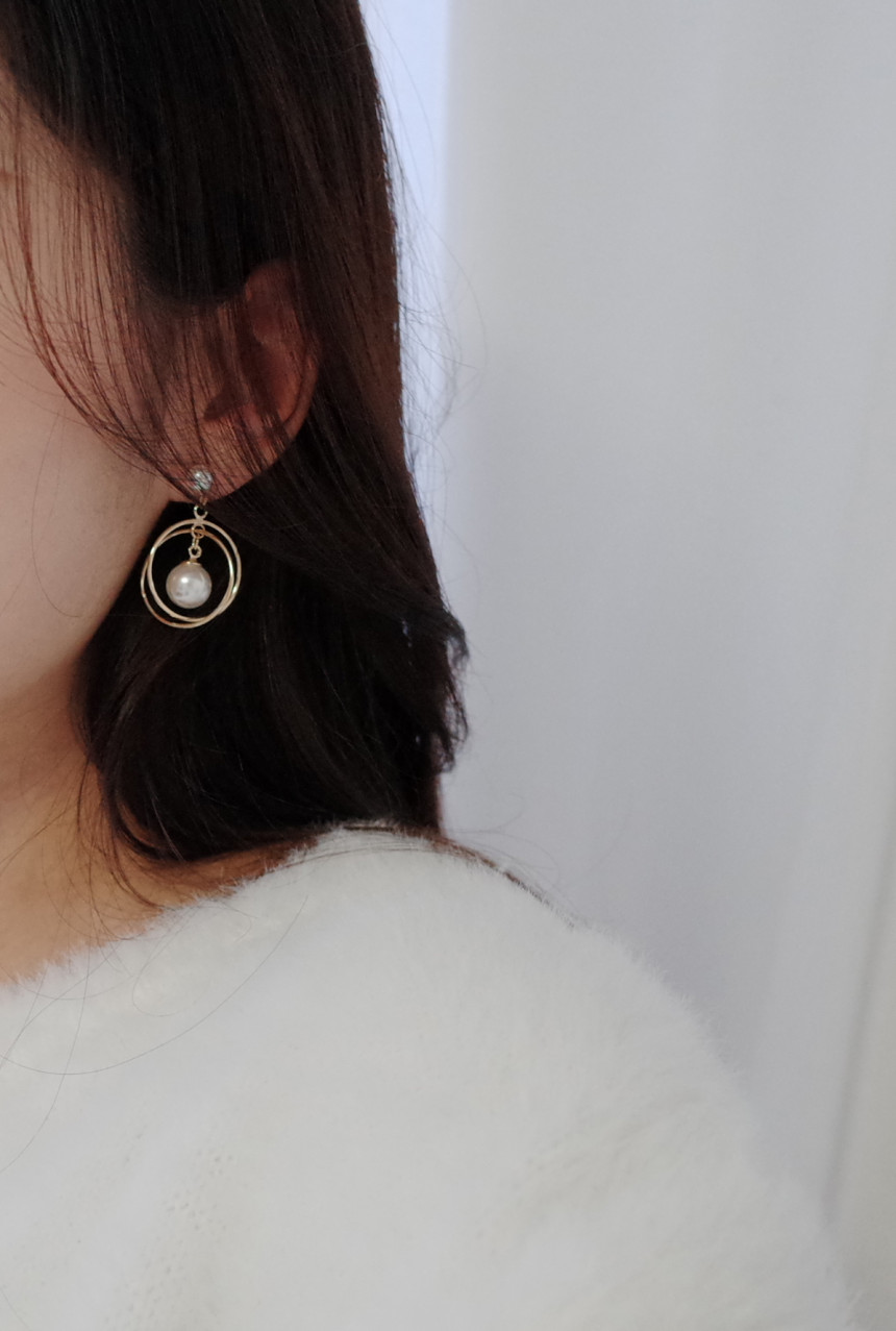 NO.45 Swarovski Round Round Pearl Drop Earrings Ha