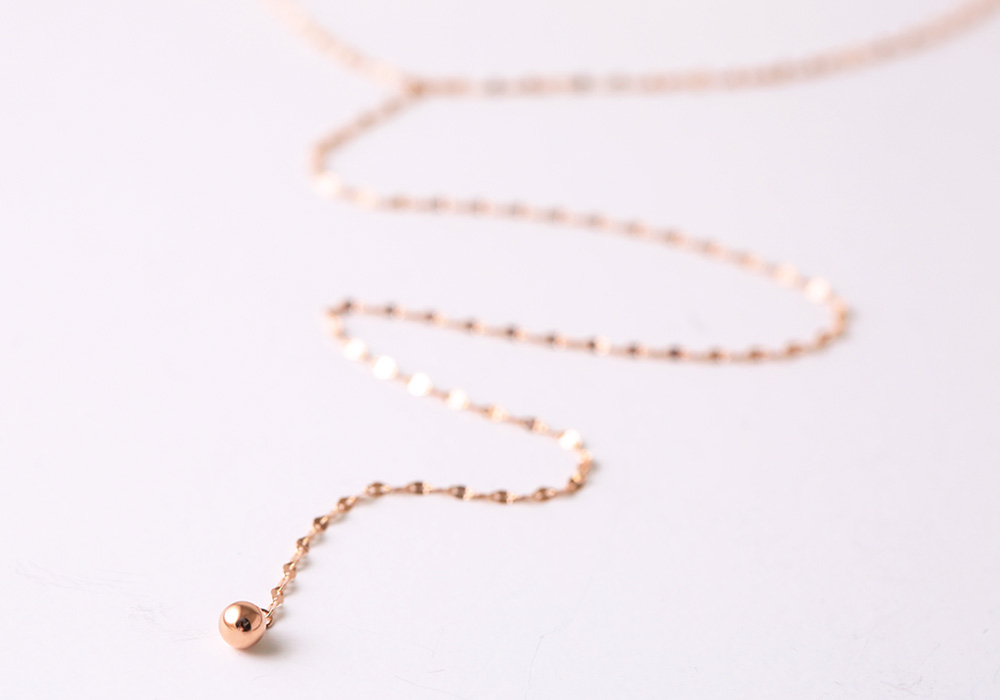 Lovely sleek Waiting Necklace 14K gold 14k long 14