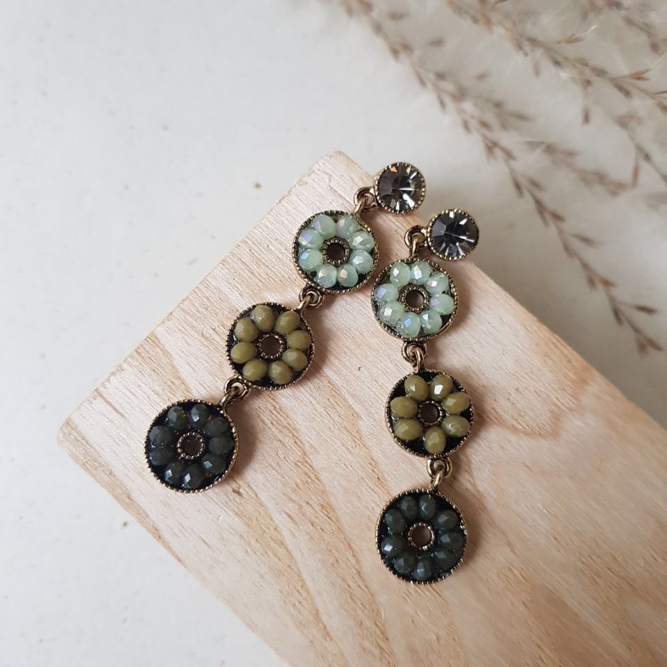 Dora Flower Antique Drop Earrings 3color Women'