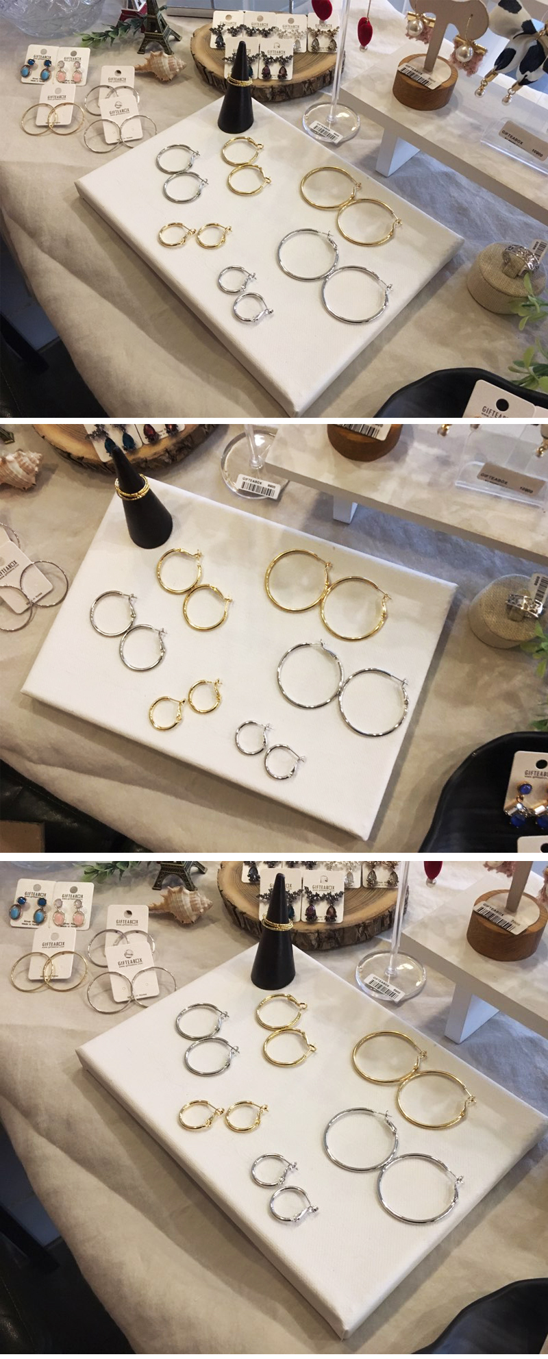 Basic basic ring earrings 3 kinds Daily coordinati