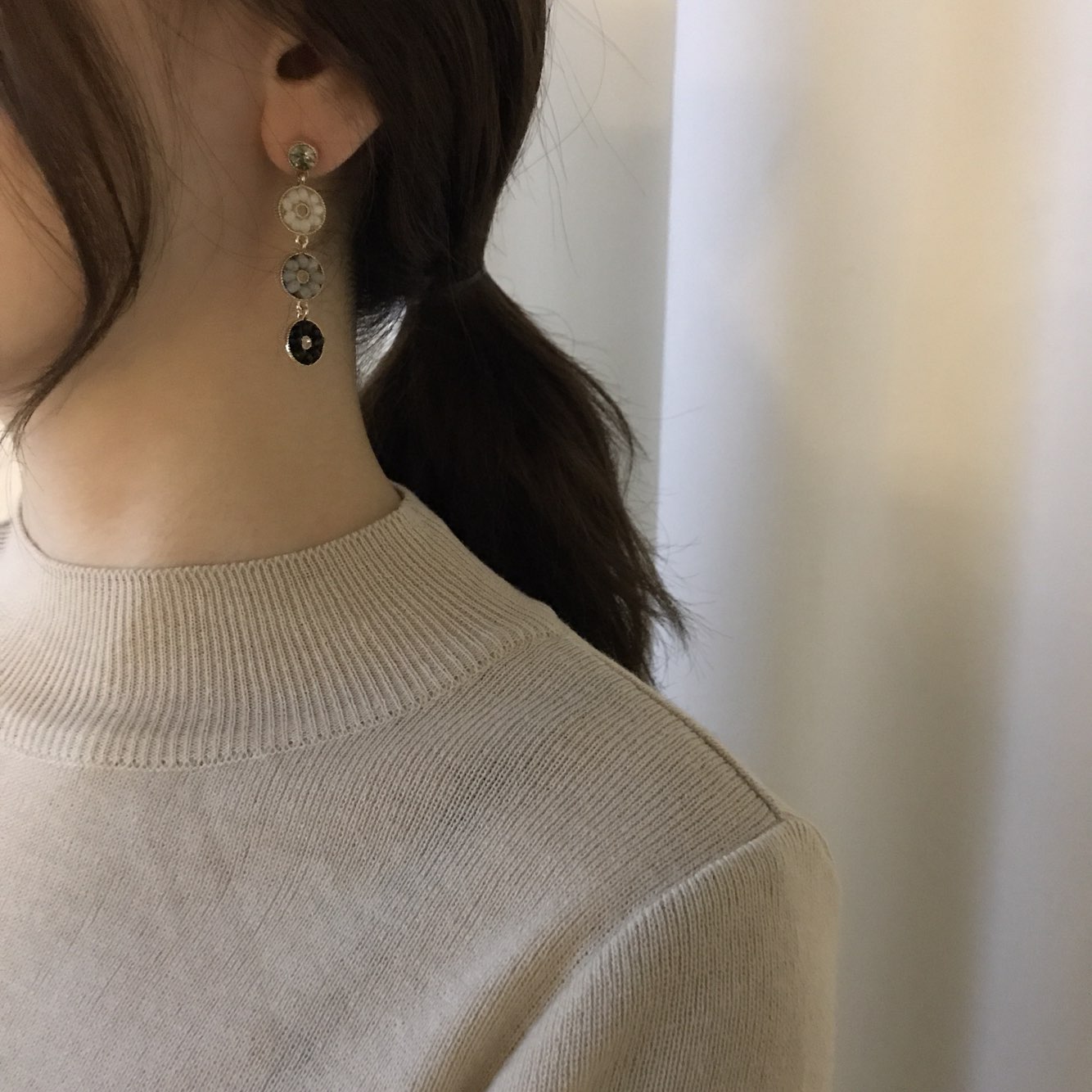 Dora Flower Antique Drop Earrings 3color Women'