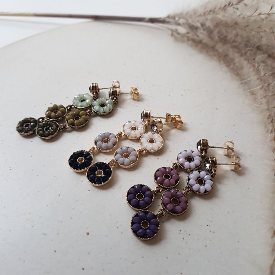 Dora Flower Antique Drop Earrings 3color Women'