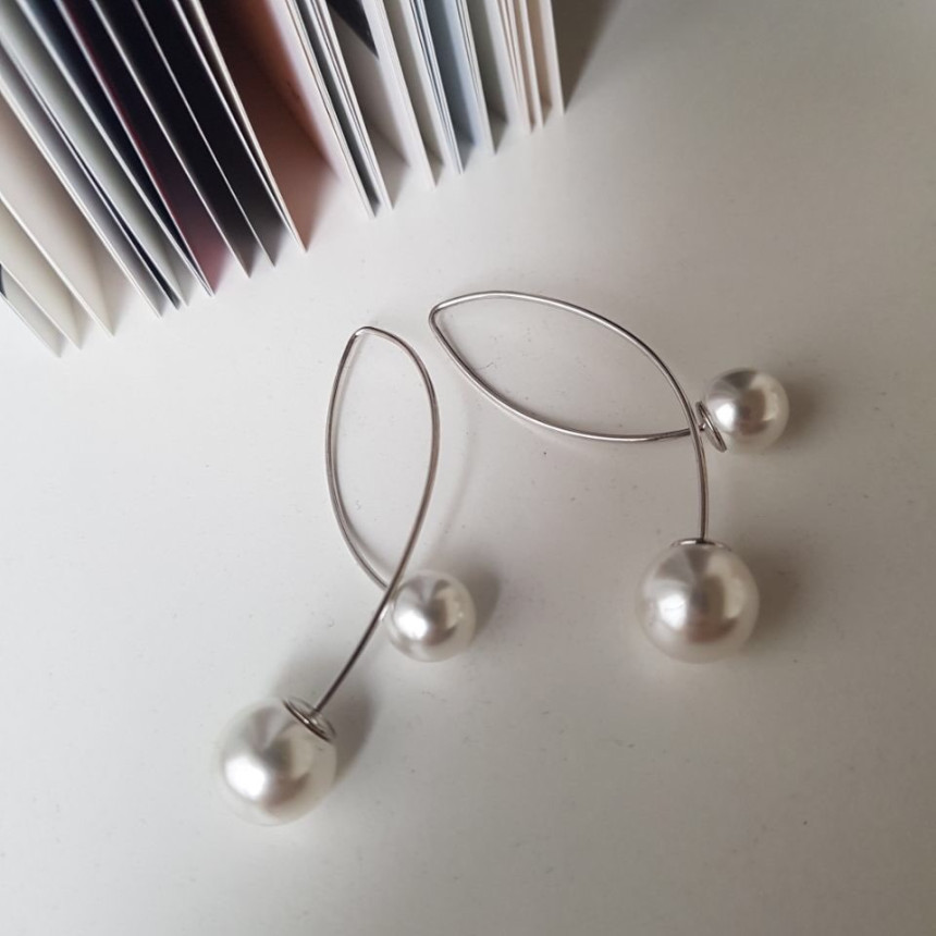 all silver Abel's Swarovski Drop Earrings Elega