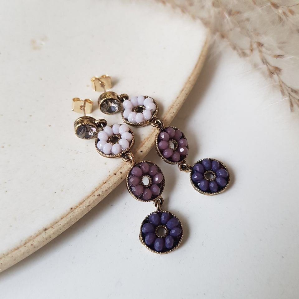 Dora Flower Antique Drop Earrings 3color Women'