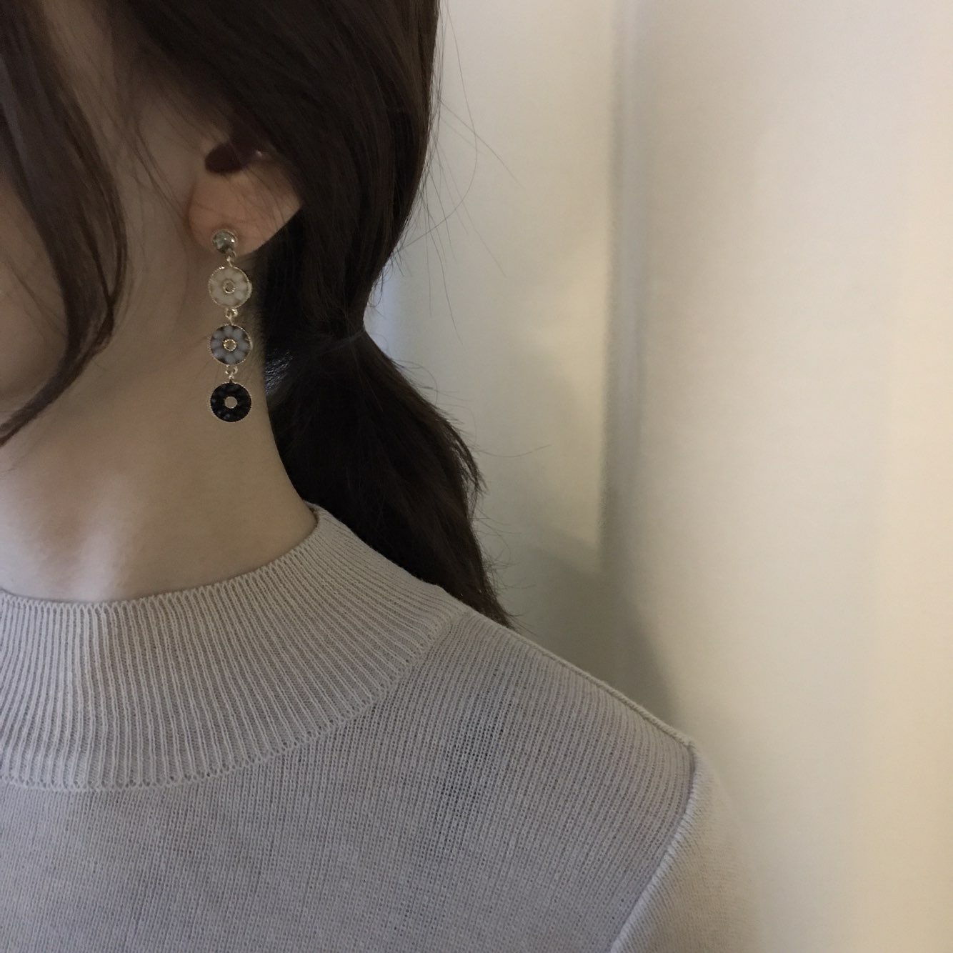 Dora Flower Antique Drop Earrings 3color Women'