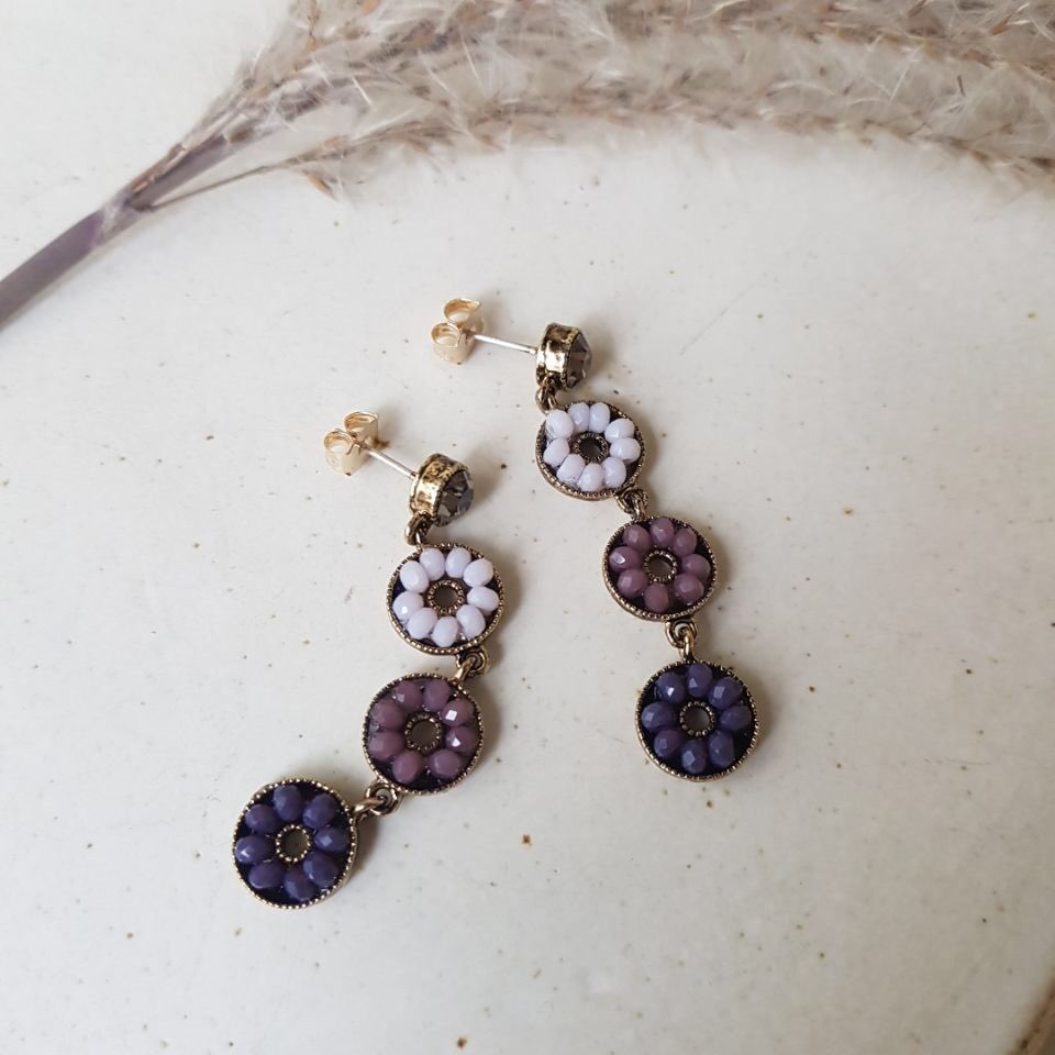 Dora Flower Antique Drop Earrings 3color Women'