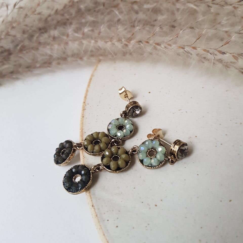 Dora Flower Antique Drop Earrings 3color Women'