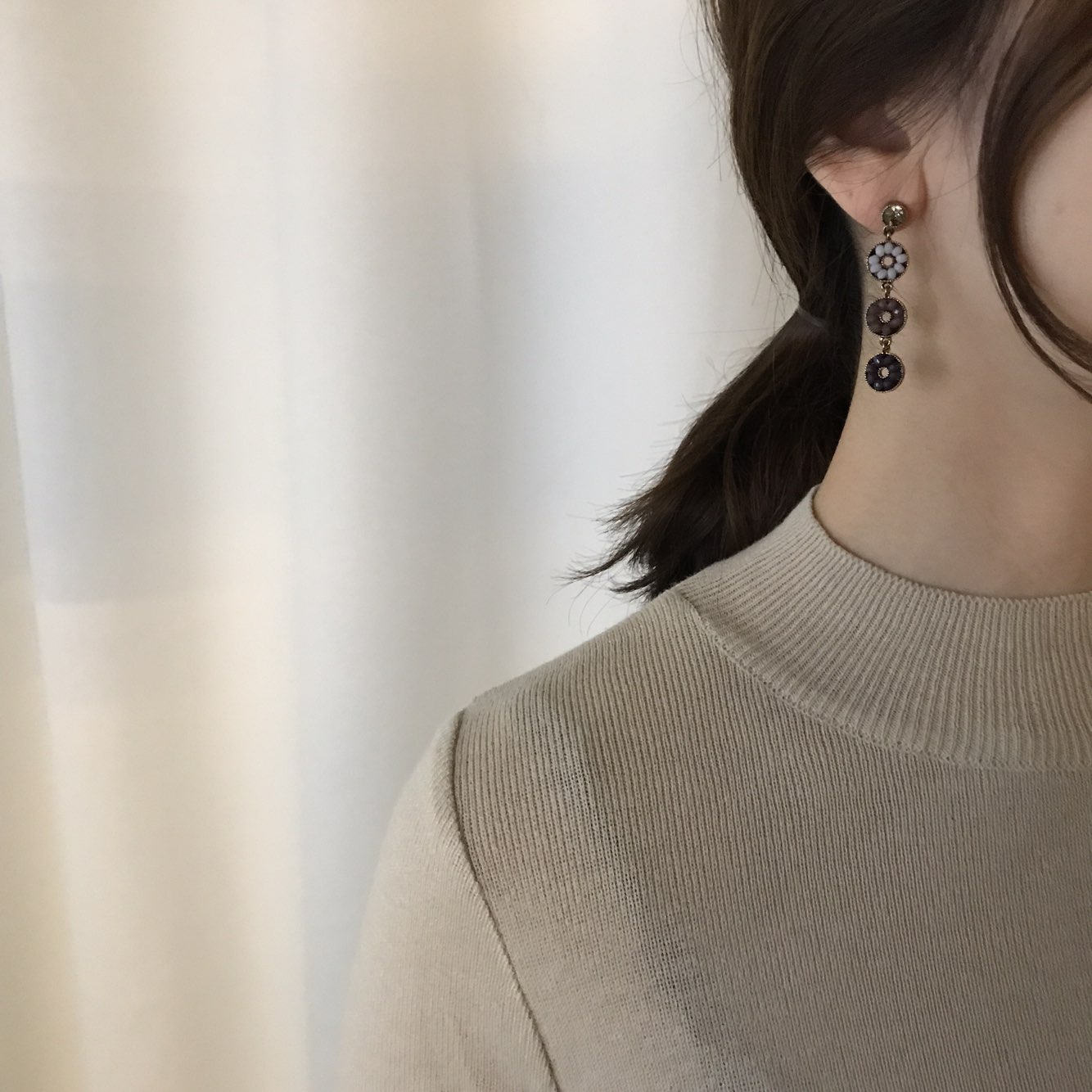 Dora Flower Antique Drop Earrings 3color Women'