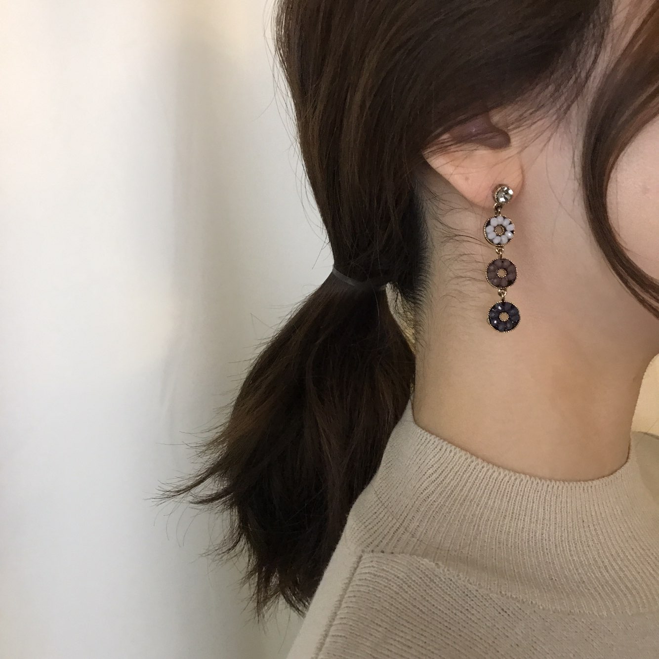 Dora Flower Antique Drop Earrings 3color Women'