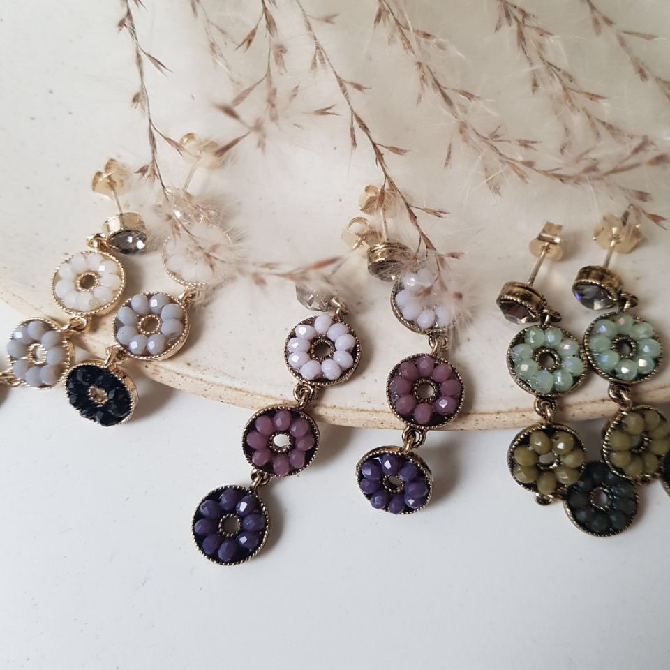 Dora Flower Antique Drop Earrings 3color Women'