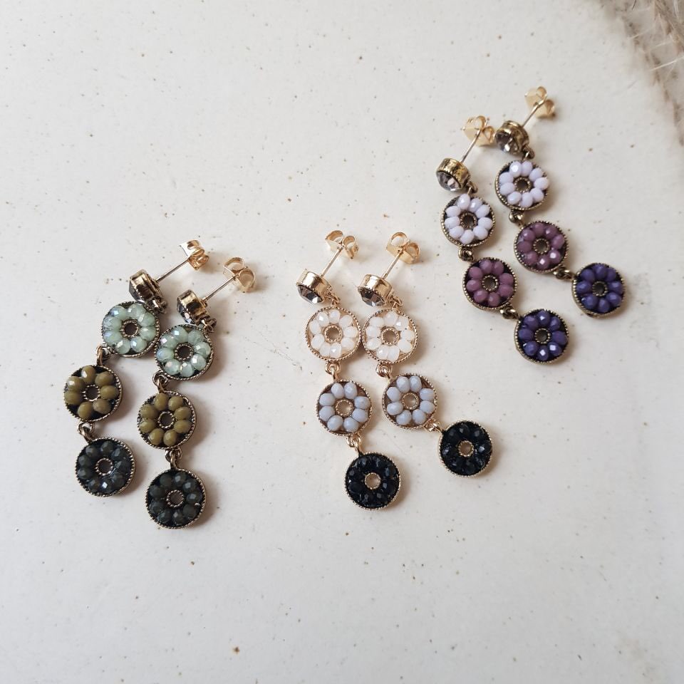 Dora Flower Antique Drop Earrings 3color Women'