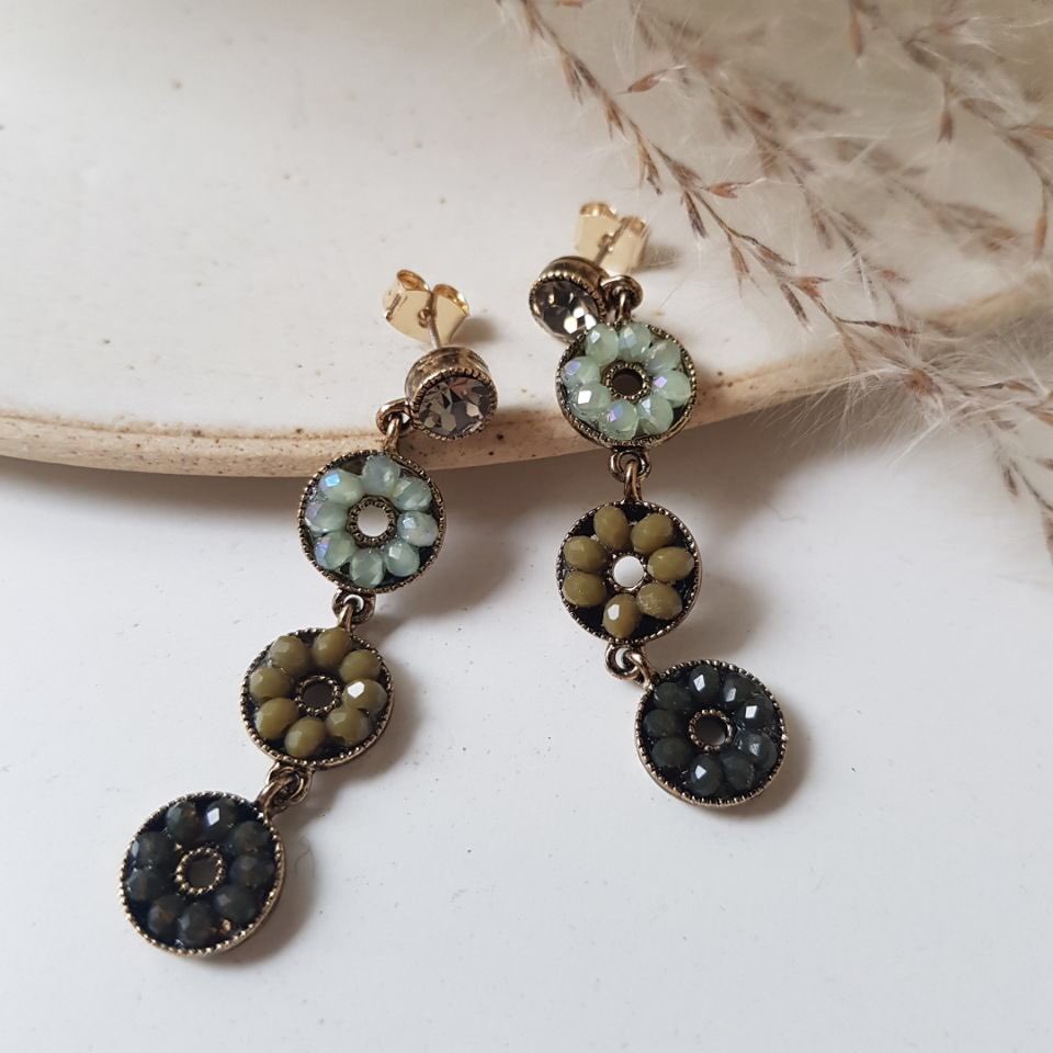 Dora Flower Antique Drop Earrings 3color Women'