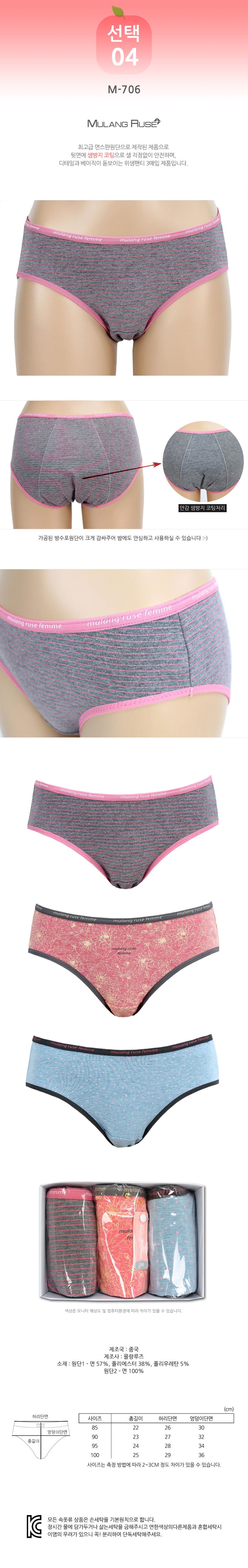 Sanitary 3-piece set of female sanitary panty-back