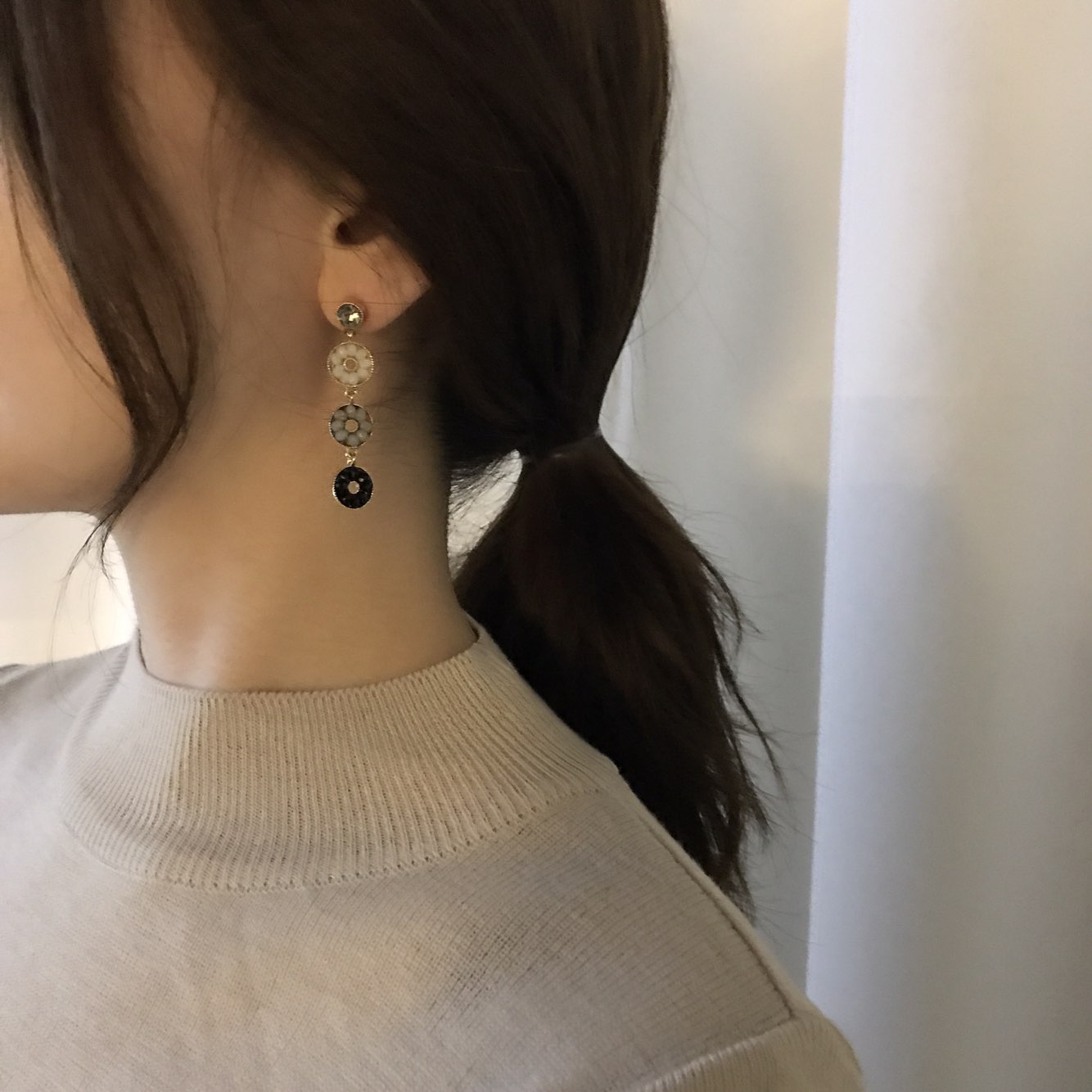 Dora Flower Antique Drop Earrings 3color Women'