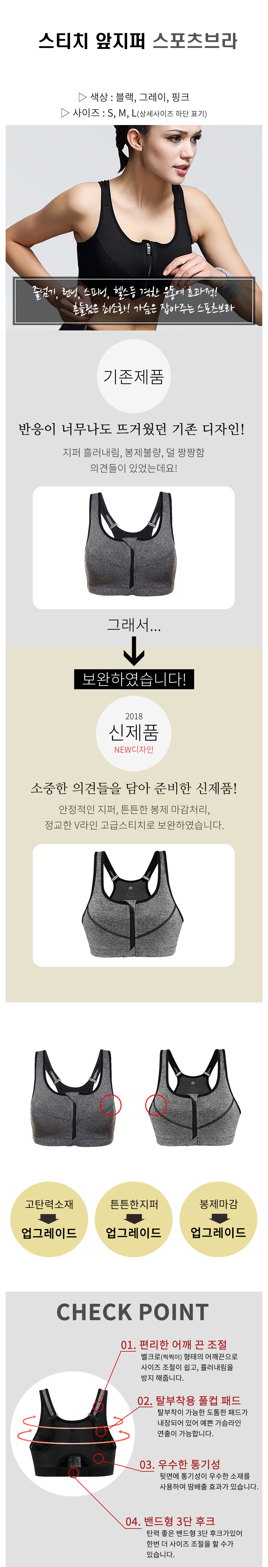 Stitch front zipper high support sports bra top Tr