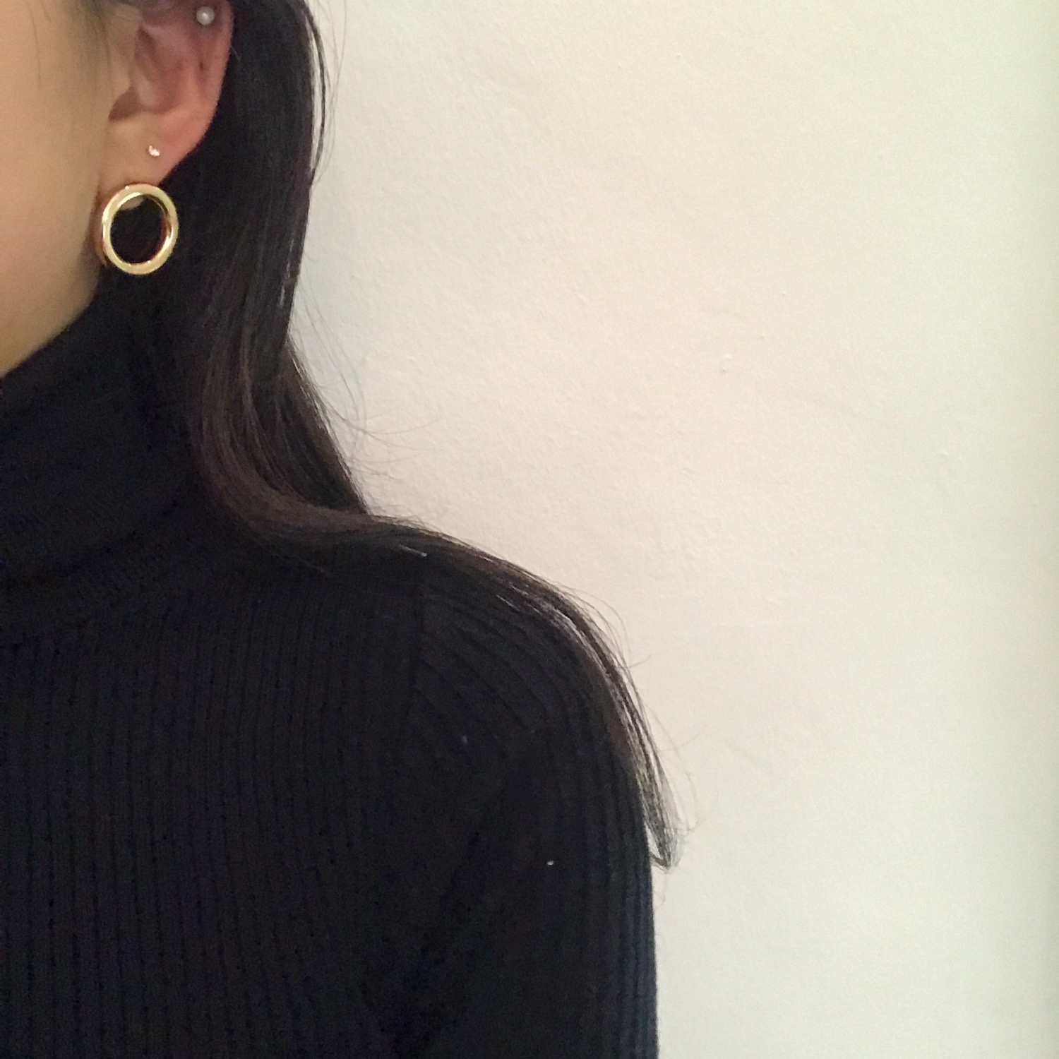 Gold Bold Circle Earrings Titanium Needle Anti-All