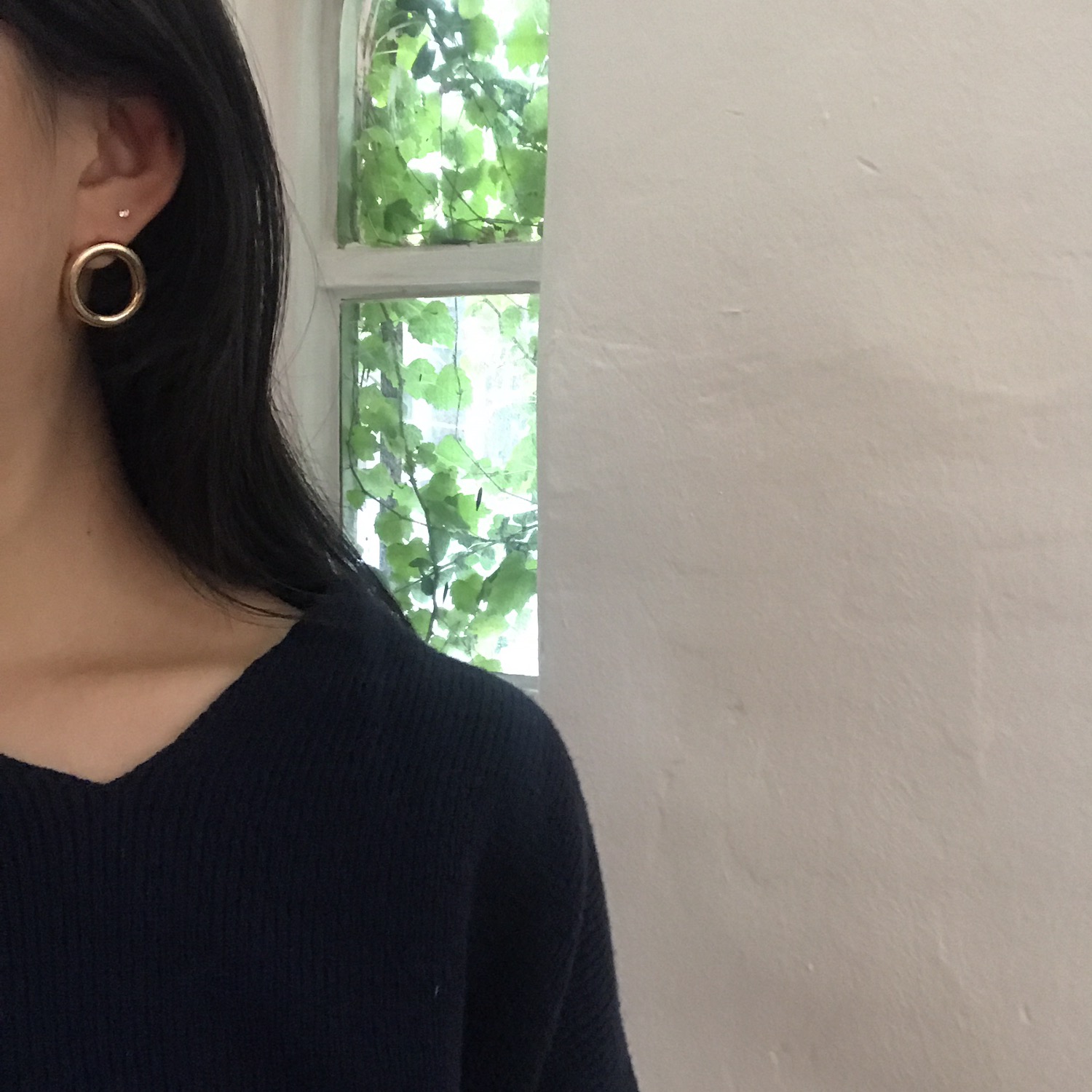 Gold Bold Circle Earrings Titanium Needle Anti-All