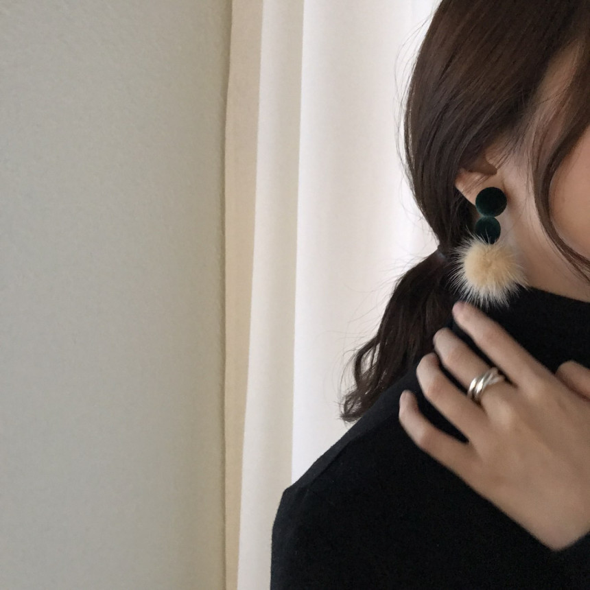 Angor Mink Velvet Drop Earrings 3color Belted Look