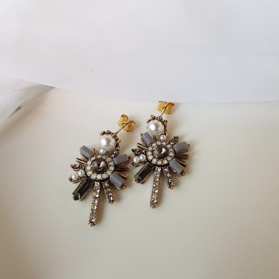 Pearl crystal drop earrings 3color trendy styling 