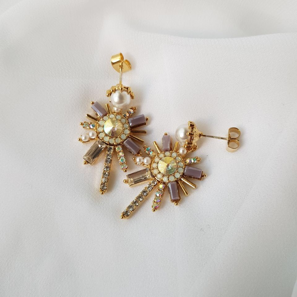 Pearl crystal drop earrings 3color trendy styling 