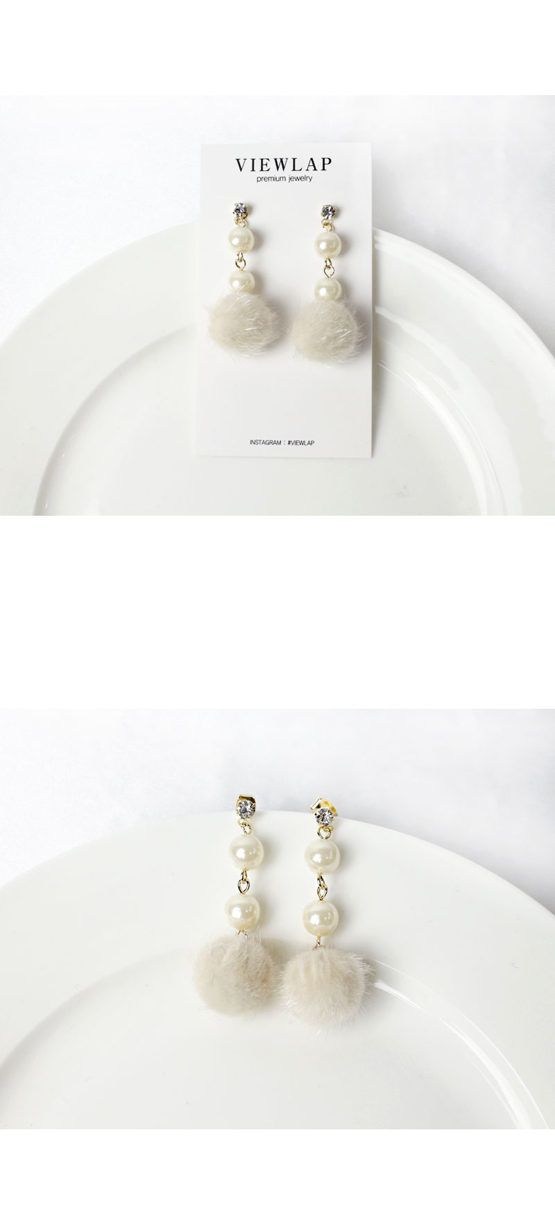 Mink Pom foam drop earrings ear canal available fe