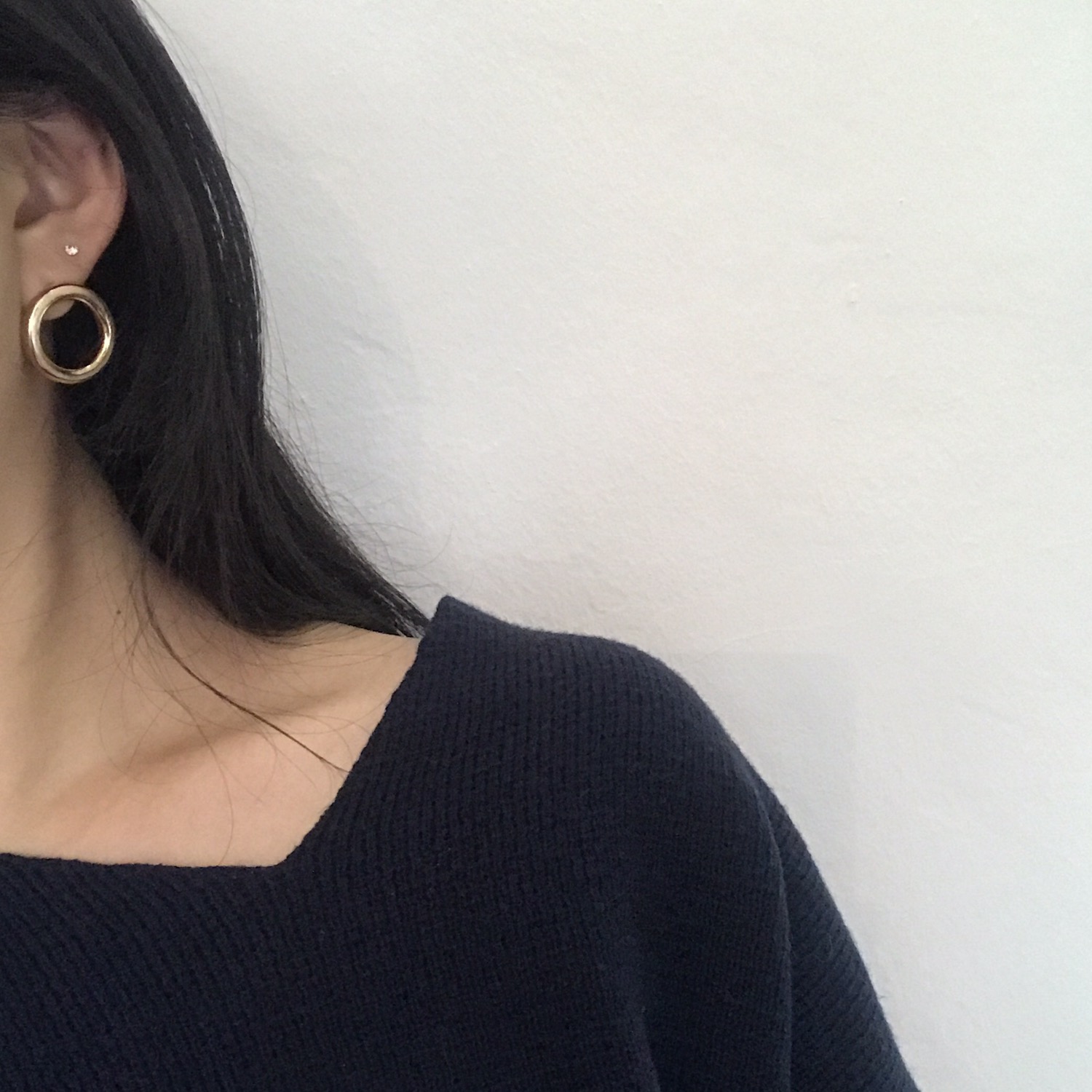 Gold Bold Circle Earrings Titanium Needle Anti-All