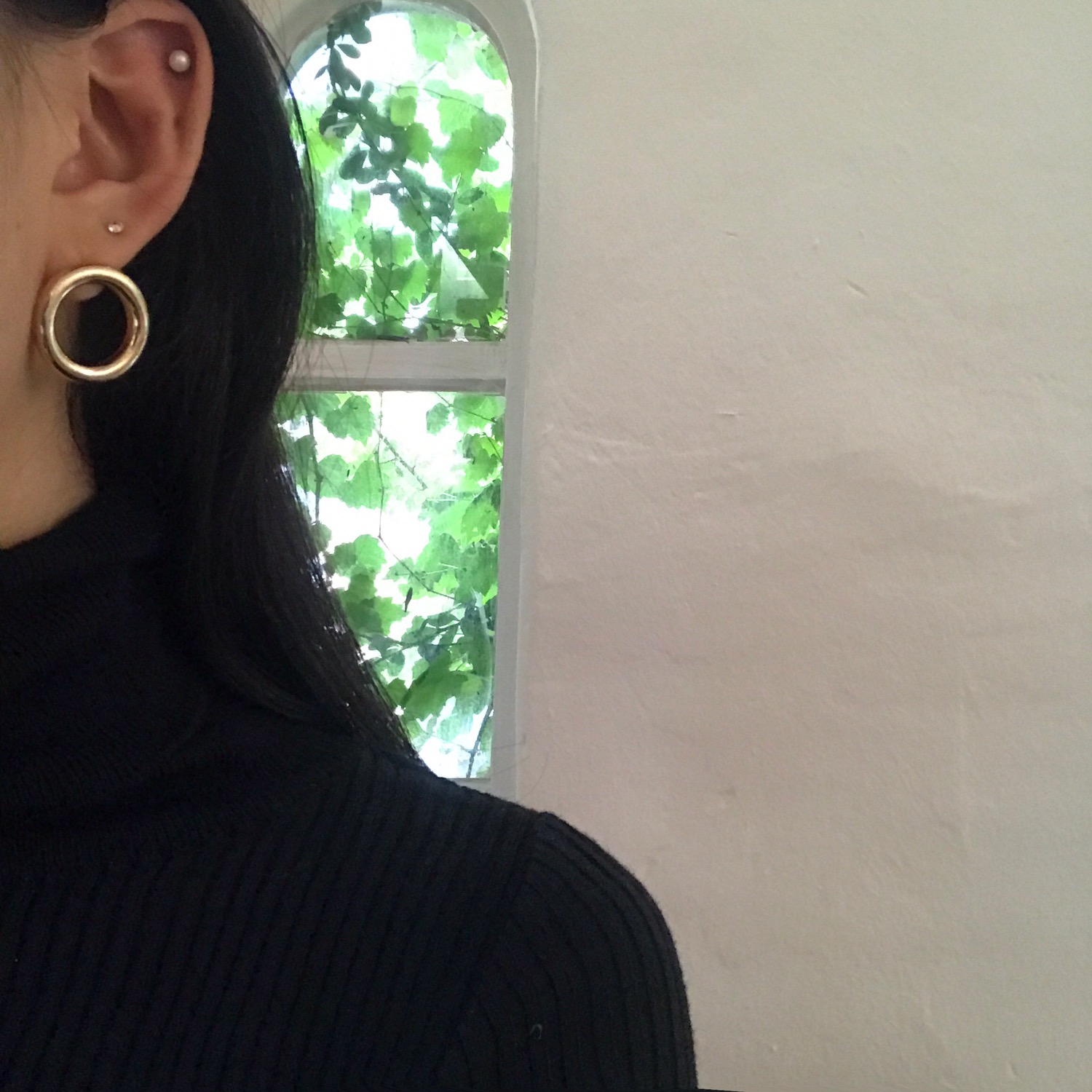 Gold Bold Circle Earrings Titanium Needle Anti-All