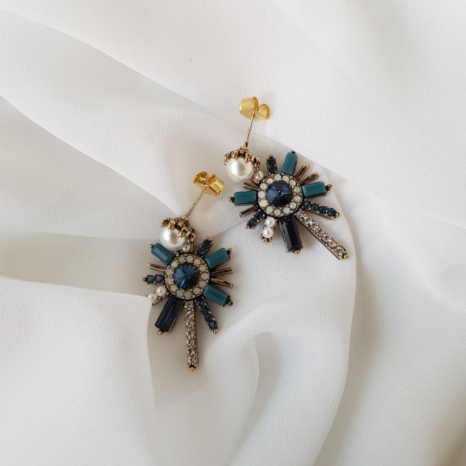 Pearl crystal drop earrings 3color trendy styling 