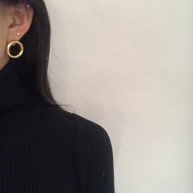 Gold Bold Circle Earrings Titanium Needle Anti-All