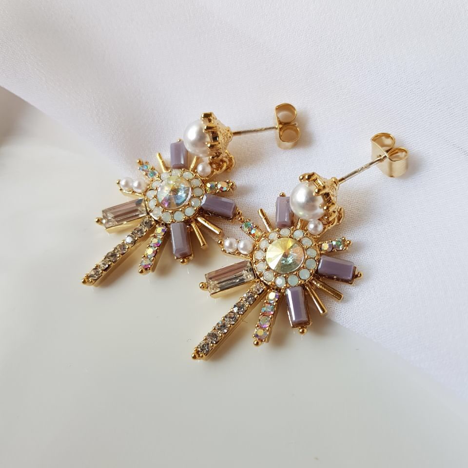 Pearl crystal drop earrings 3color trendy styling 