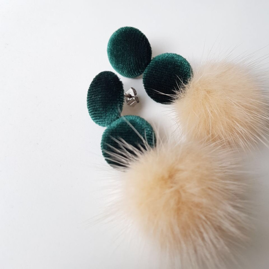 Angor Mink Velvet Drop Earrings 3color Belted Look