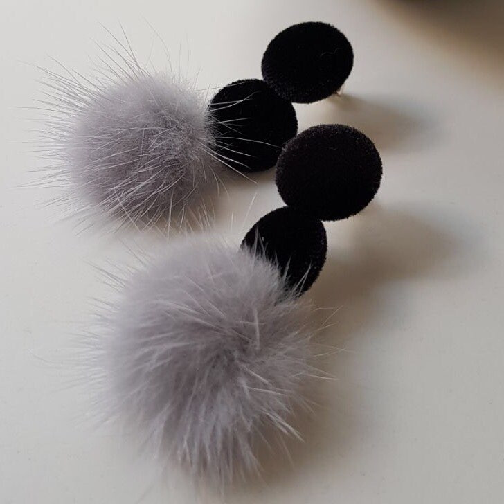 Angor Mink Velvet Drop Earrings 3color Belted Look