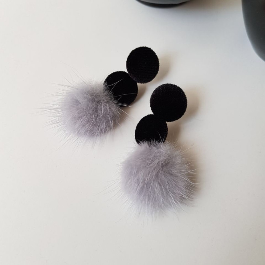 Angor Mink Velvet Drop Earrings 3color Belted Look
