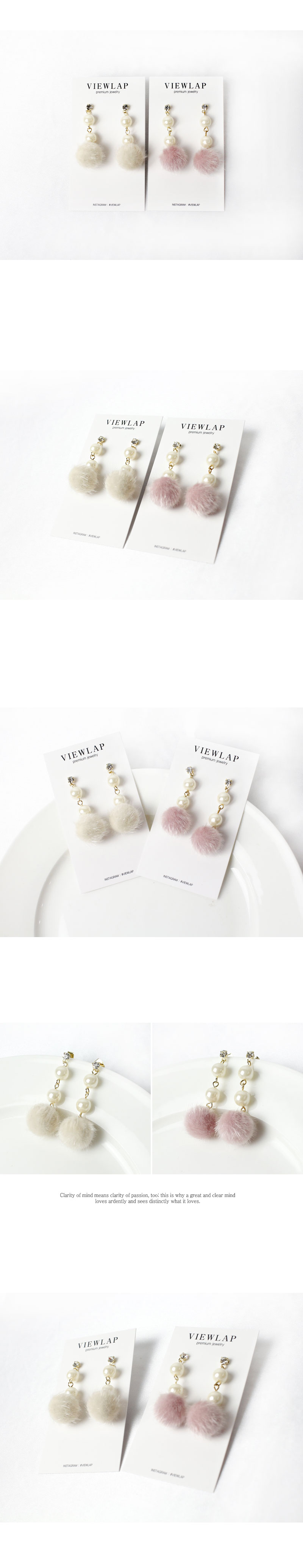 Mink Pom foam drop earrings ear canal available fe