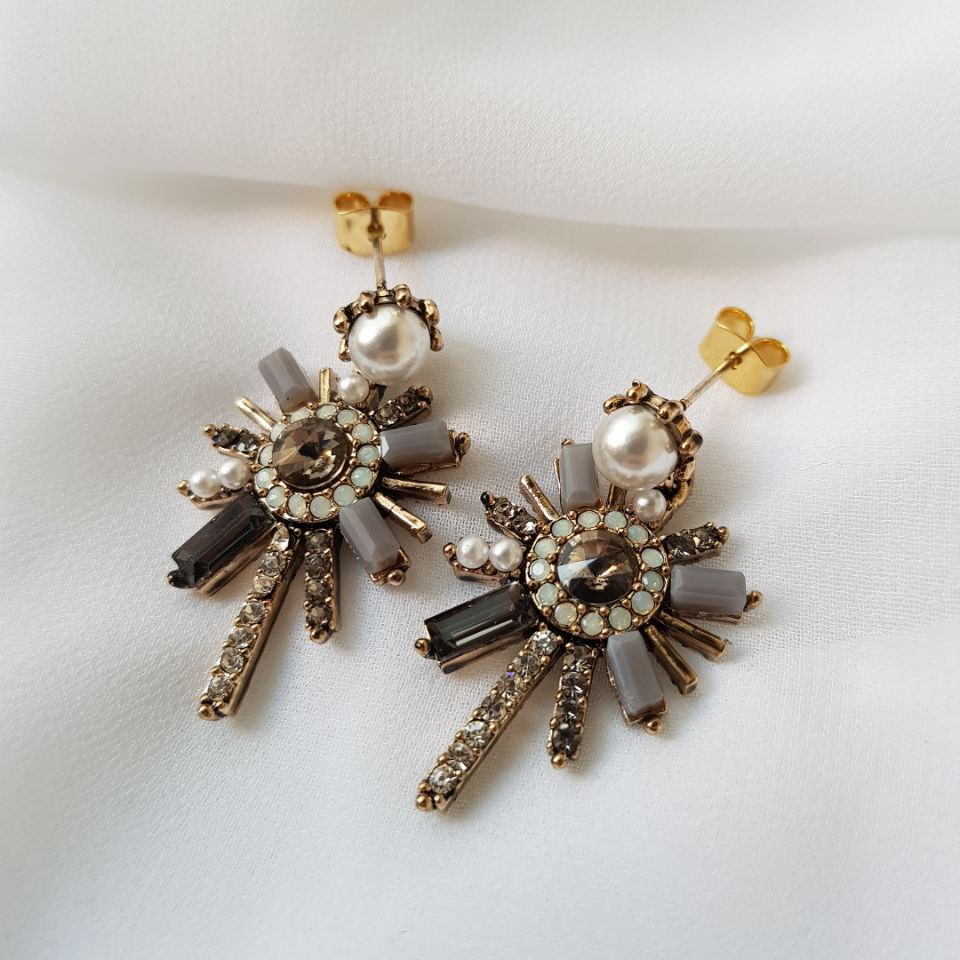 Pearl crystal drop earrings 3color trendy styling 