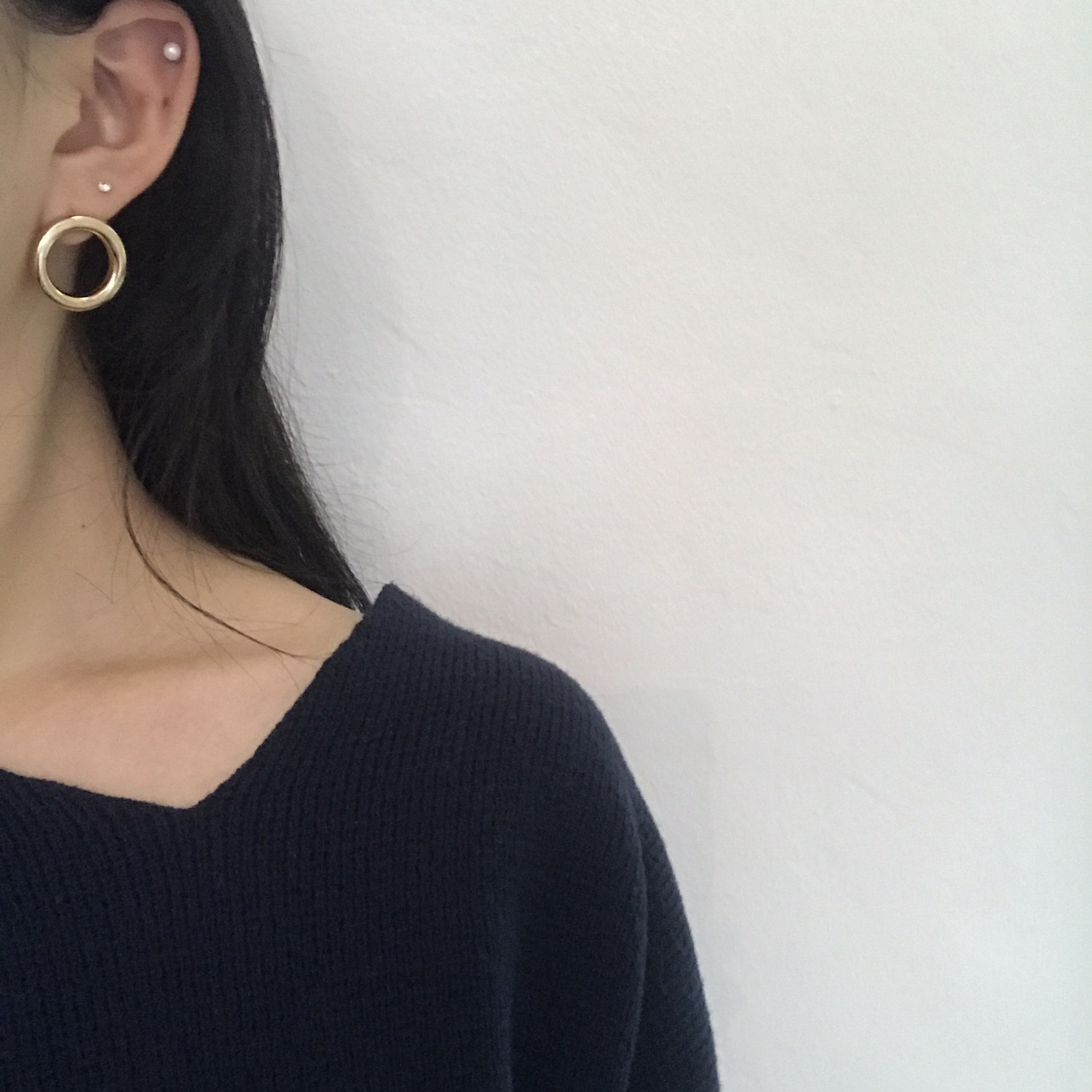 Gold Bold Circle Earrings Titanium Needle Anti-All