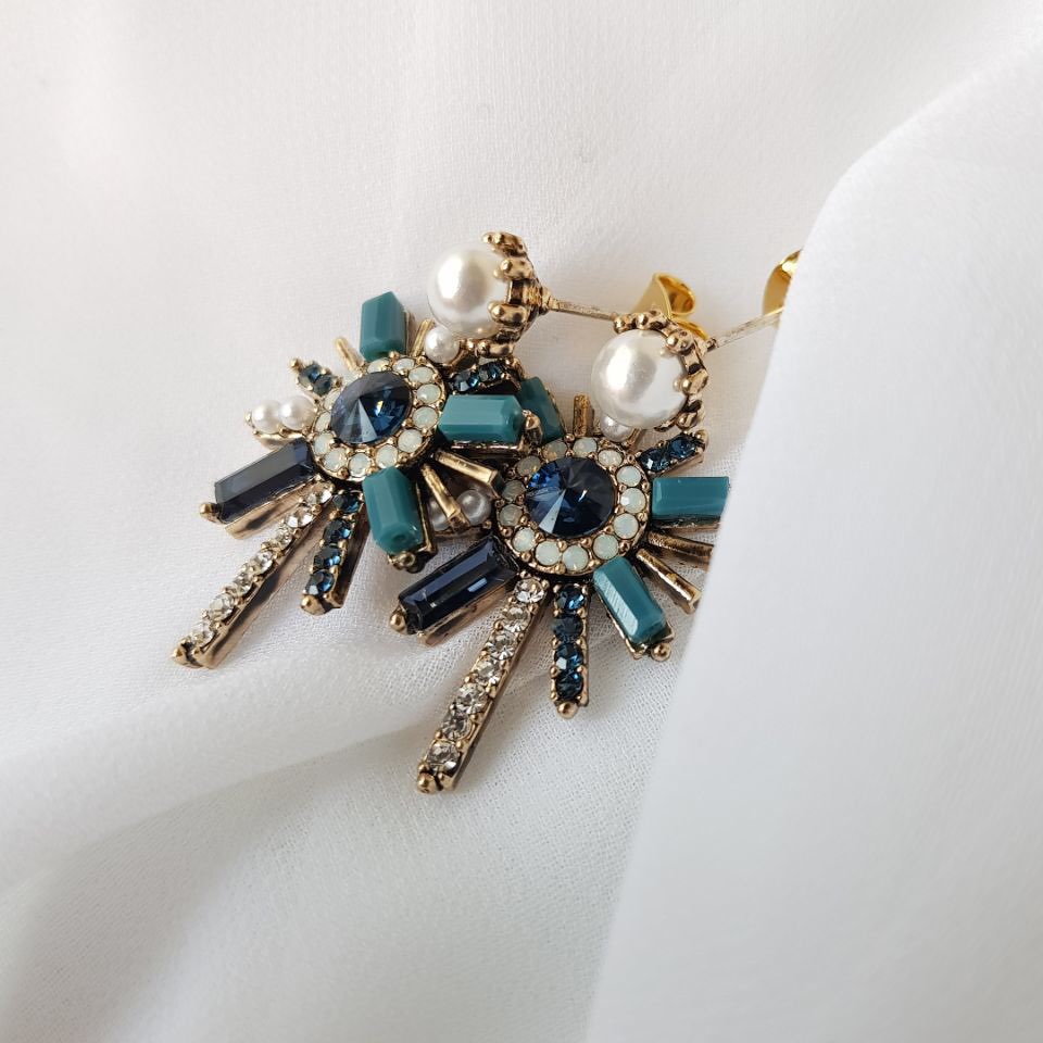 Pearl crystal drop earrings 3color trendy styling 