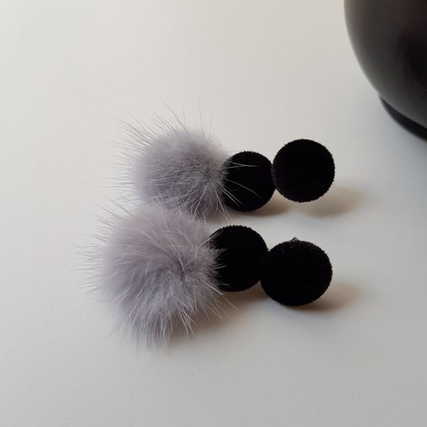 Angor Mink Velvet Drop Earrings 3color Belted Look
