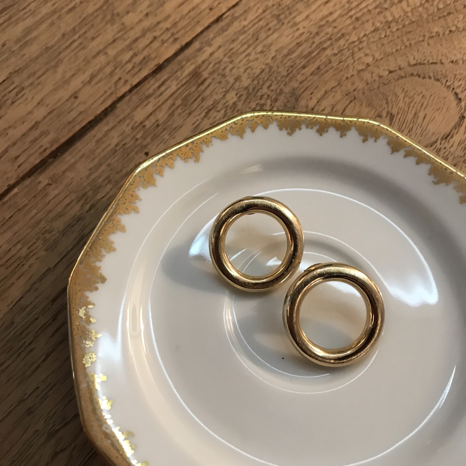 Gold Bold Circle Earrings Titanium Needle Anti-All