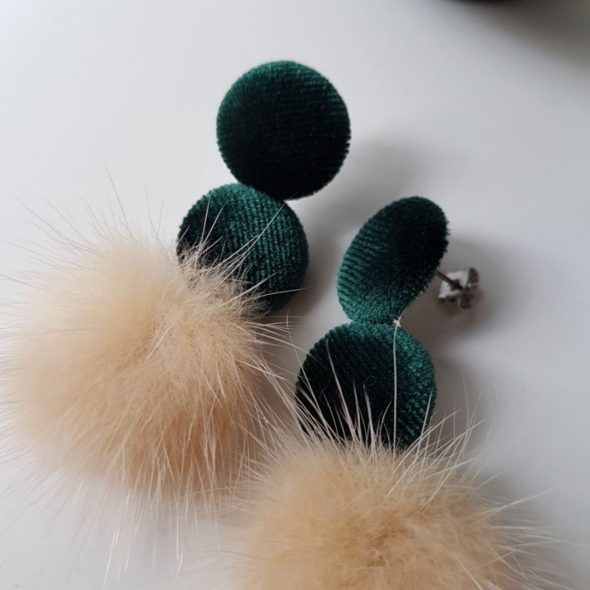 Angor Mink Velvet Drop Earrings 3color Belted Look