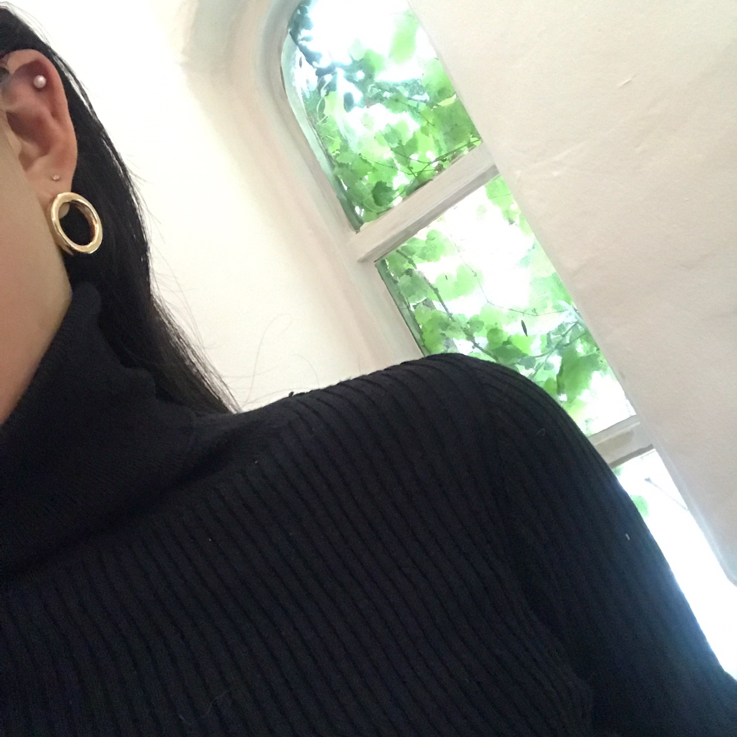 Gold Bold Circle Earrings Titanium Needle Anti-All