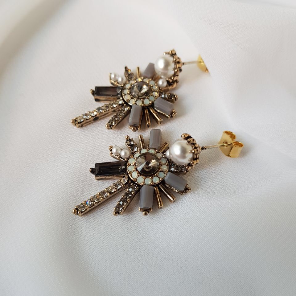 Pearl crystal drop earrings 3color trendy styling 