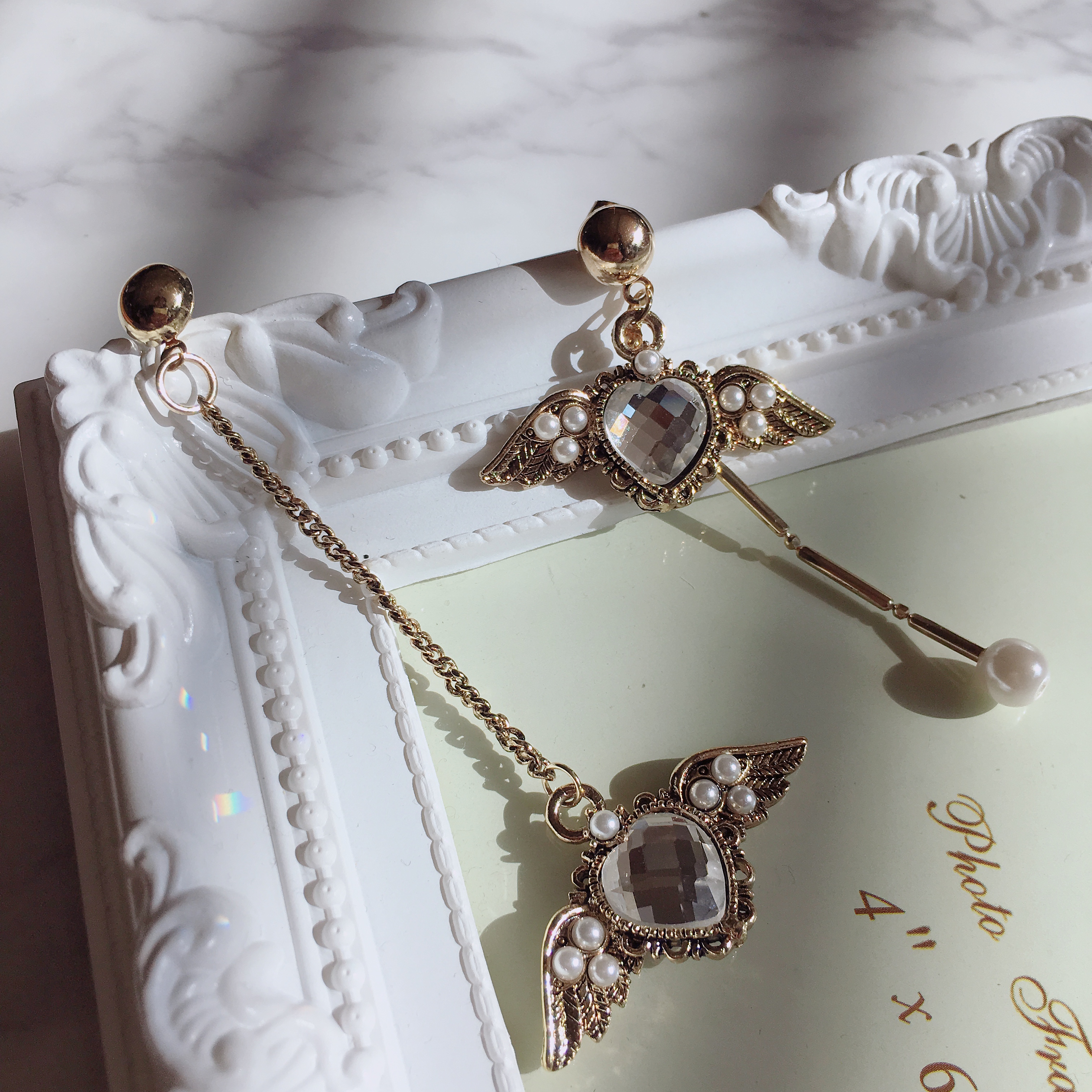 Antique and Lovely Heart Wing Uncut Drop Earring E