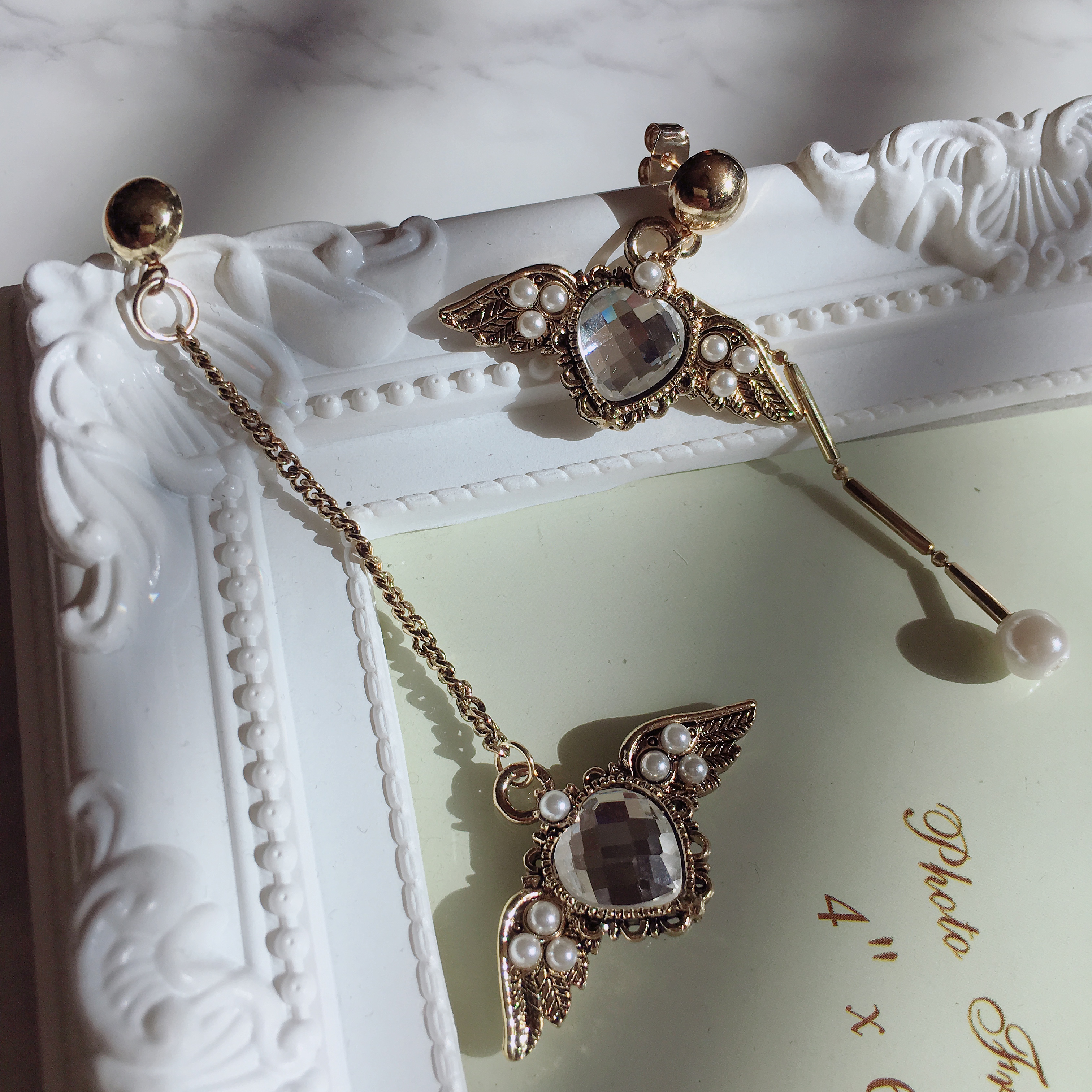 Antique and Lovely Heart Wing Uncut Drop Earring E