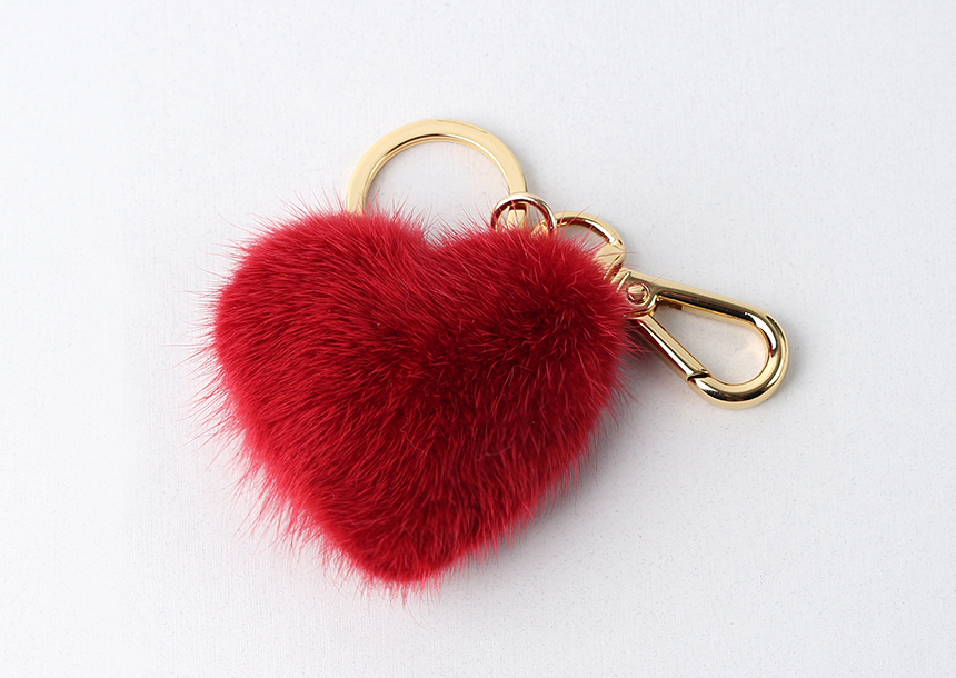 Red Mini Heart Real Mink Fur Bag Charming Classic 