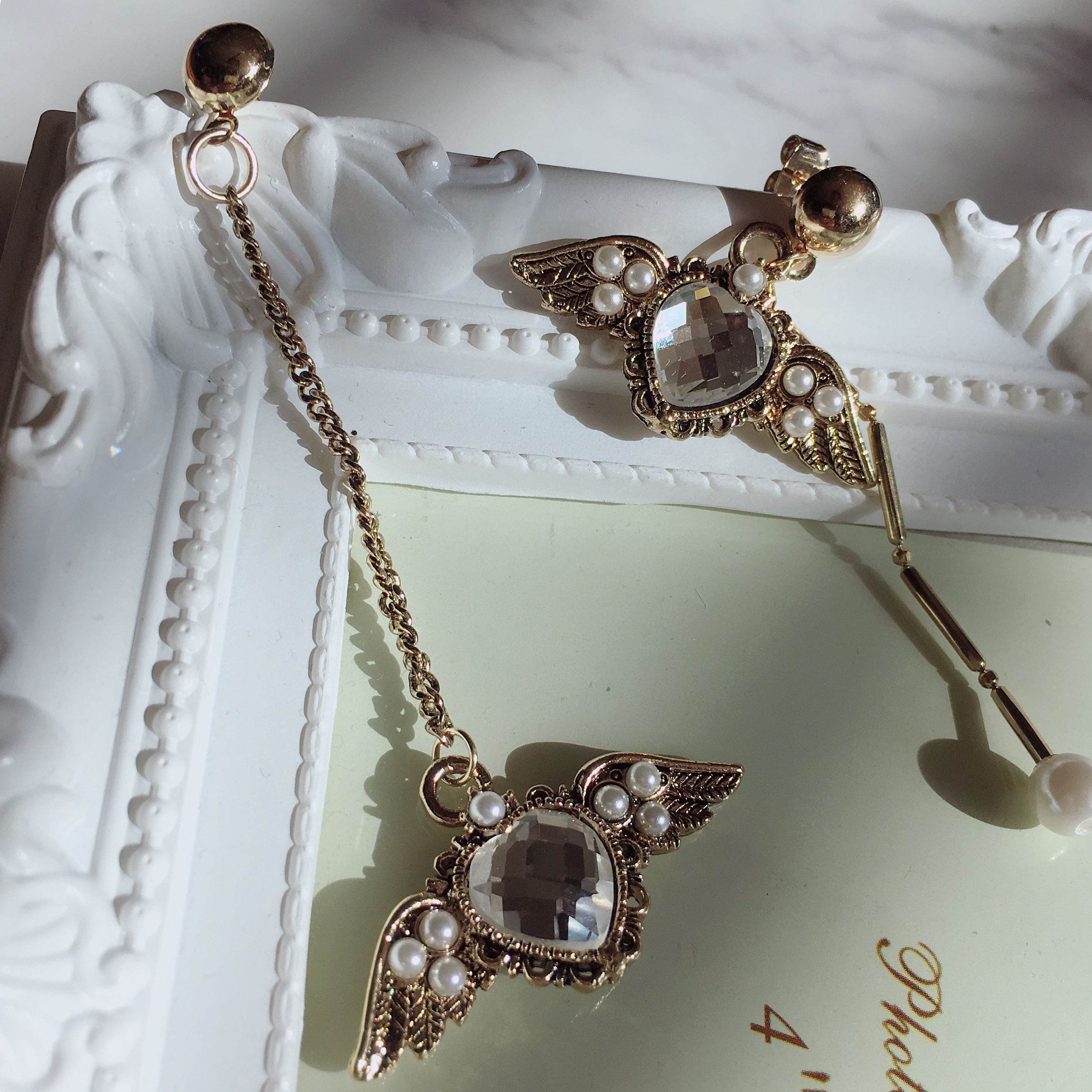 Antique and Lovely Heart Wing Uncut Drop Earring E