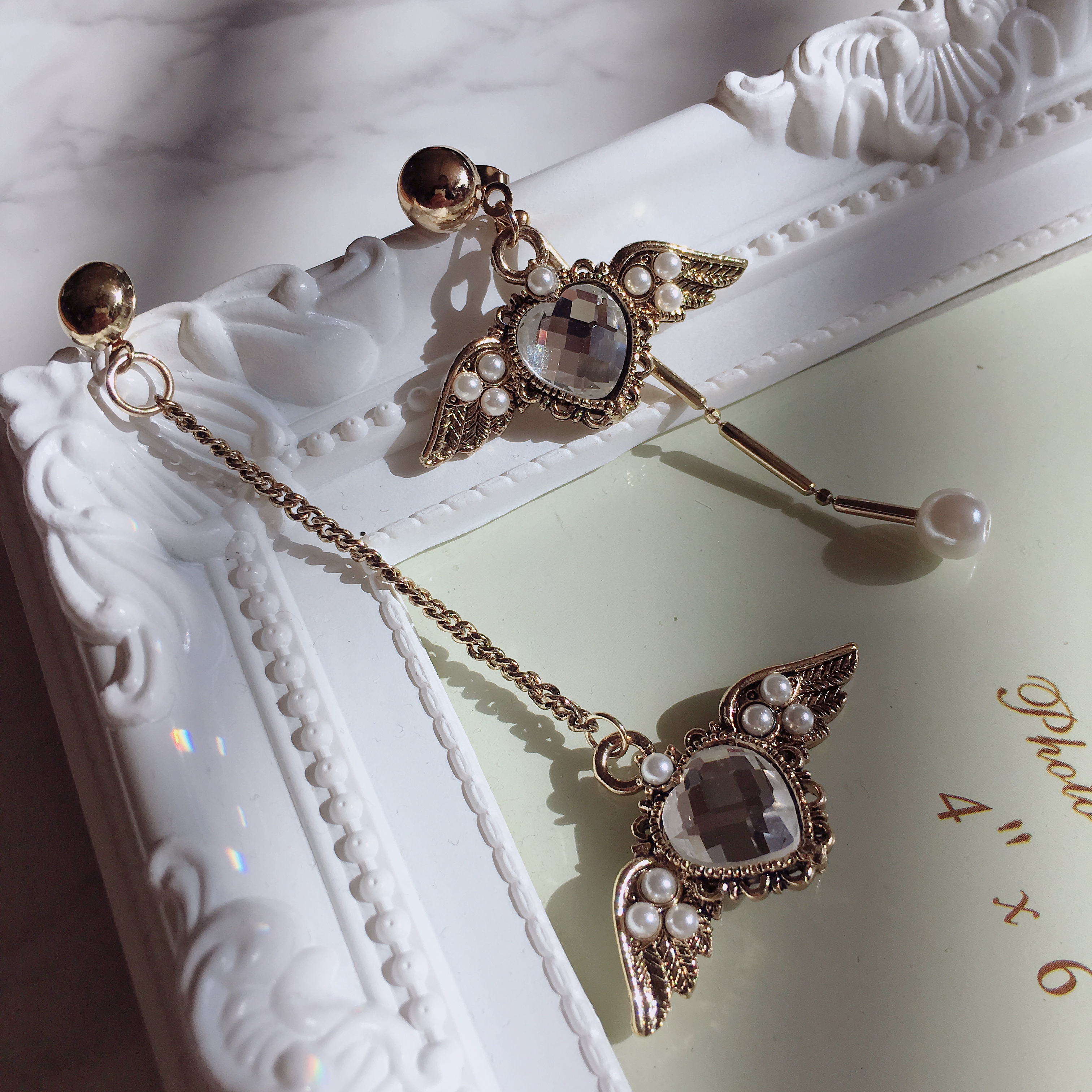 Antique and Lovely Heart Wing Uncut Drop Earring E